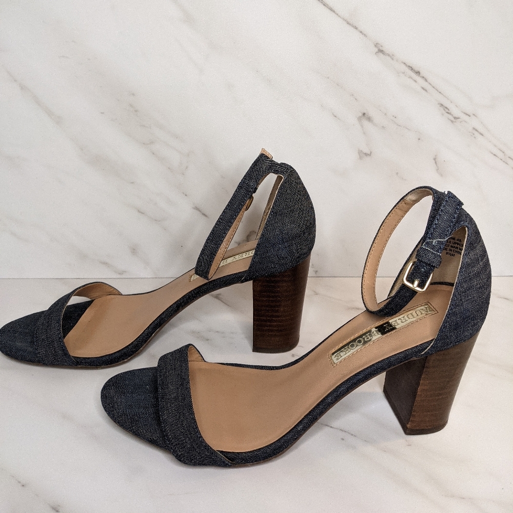 Audrey Brooke Nadine Ankle Strap Denim Sandal